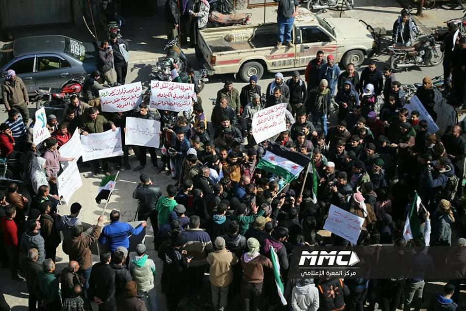 Le rassemblement de Maarat Al-Noumane, aujourd'hui, contre Al-Nosra